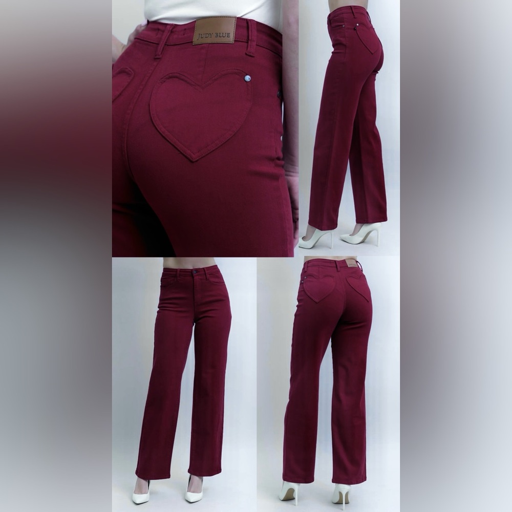Judy Blue Women's High-Rise Heart Pocket Jeans - Wine